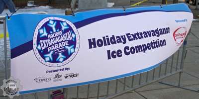 Holiday Extravaganza ice sculpture competition banner