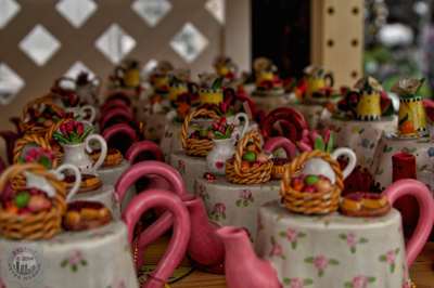 Parade of Easter party teapot miniatures