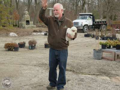 Tim Travis (GW owner) and Q-Tip the chicken
