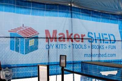 Maker Shed tent sign