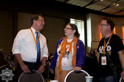 MI Congressman Gary Peters speaks with Peregrine Kate and another Daily Kos member