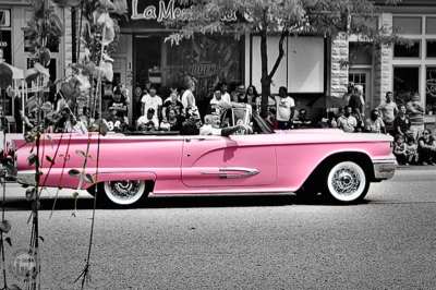 Shriners in a classic pink T-Bird